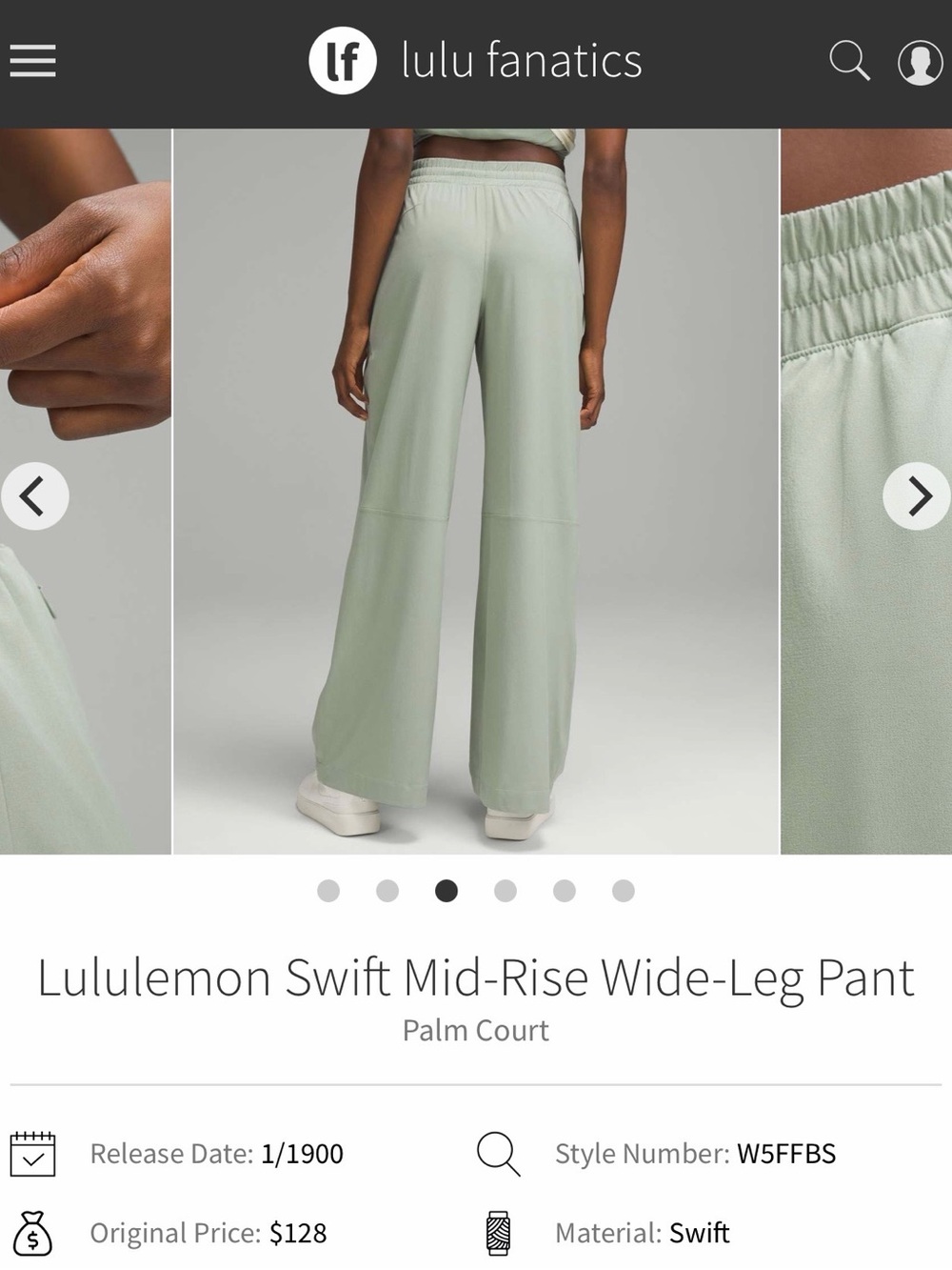 NWT Lululemon Swift Mid-Rise Wide-Leg Pant Palm Court PLMC Size 4 - Picture 2 of 9